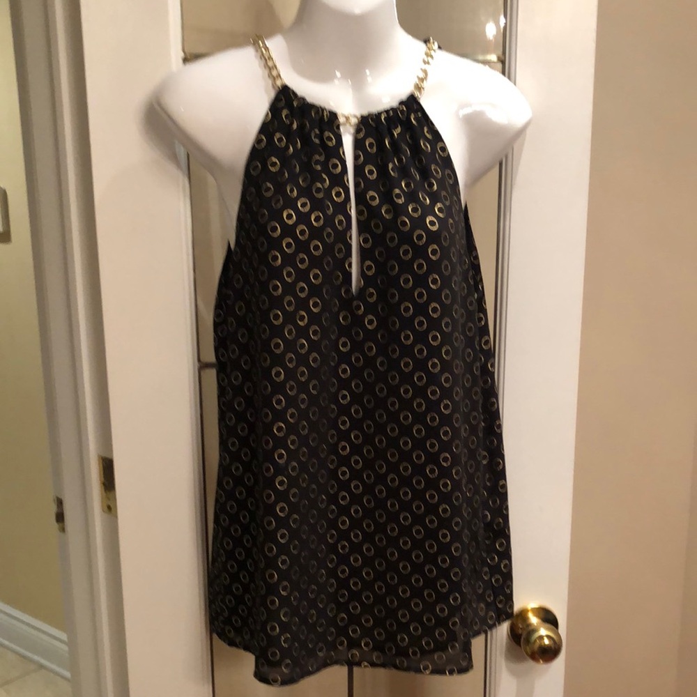 Black & Gold Halter Neck Sleeveless Top